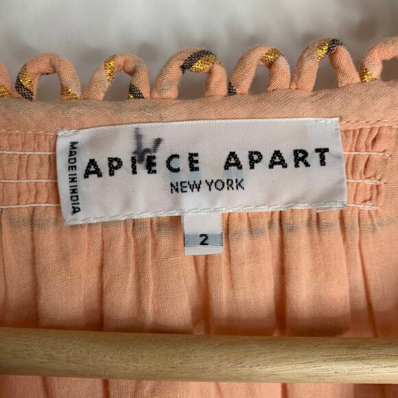Apiece Apart Cala Bib Blouse Top Blouse Orange Womens Size 2 XS - Picture 9 of 16